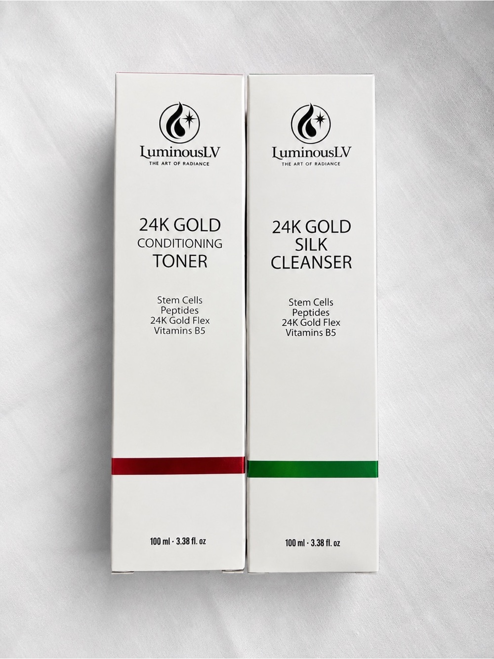 NWT LuminousLV 24K Gold Skincare Set Silk Cleanser & Conditioning Toner 100ml